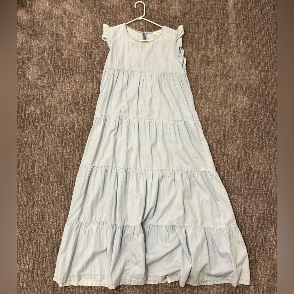 Bohme Light Blue Tiered Maxi Dress